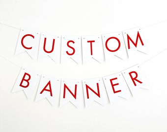 Banner personalizable, banner personalizado, diseñe su propio banner, banner de bricolaje, banner de cartulina, tema de fiesta roja P377