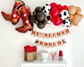 Western Second Birthday Party, Western Party Decor, My 2nd Rodeo Balloons and Banner, Cowboy Birthday Decoration, Rodeo Theme Party Kit