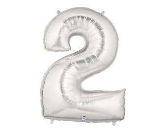 Ballon zum 2.Geburtstag, Ballon Nummer 2, Ballon zum 2.Geburtstag, Silber 2 40 ""Ballon."