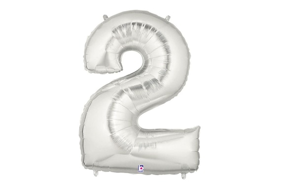 2nd Birthday Balloon, Number 2 Balloon, Silver 2 40" Balloon, Silver Second Birthday Balloon Il_570xn