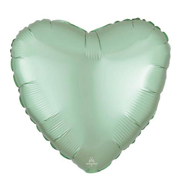 Satin Luxe Mint Heart Balloon | Valentines Party Decor | I Love You Foil Balloon | Satin Luxe Mint Heart Shape Mylar Balloon