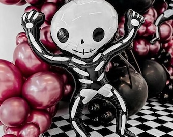 Skeleton Balloon | Halloween Party Decorations | Skeleton Photo Prop | Haunted House Party Decor | October Birthday Party Decor