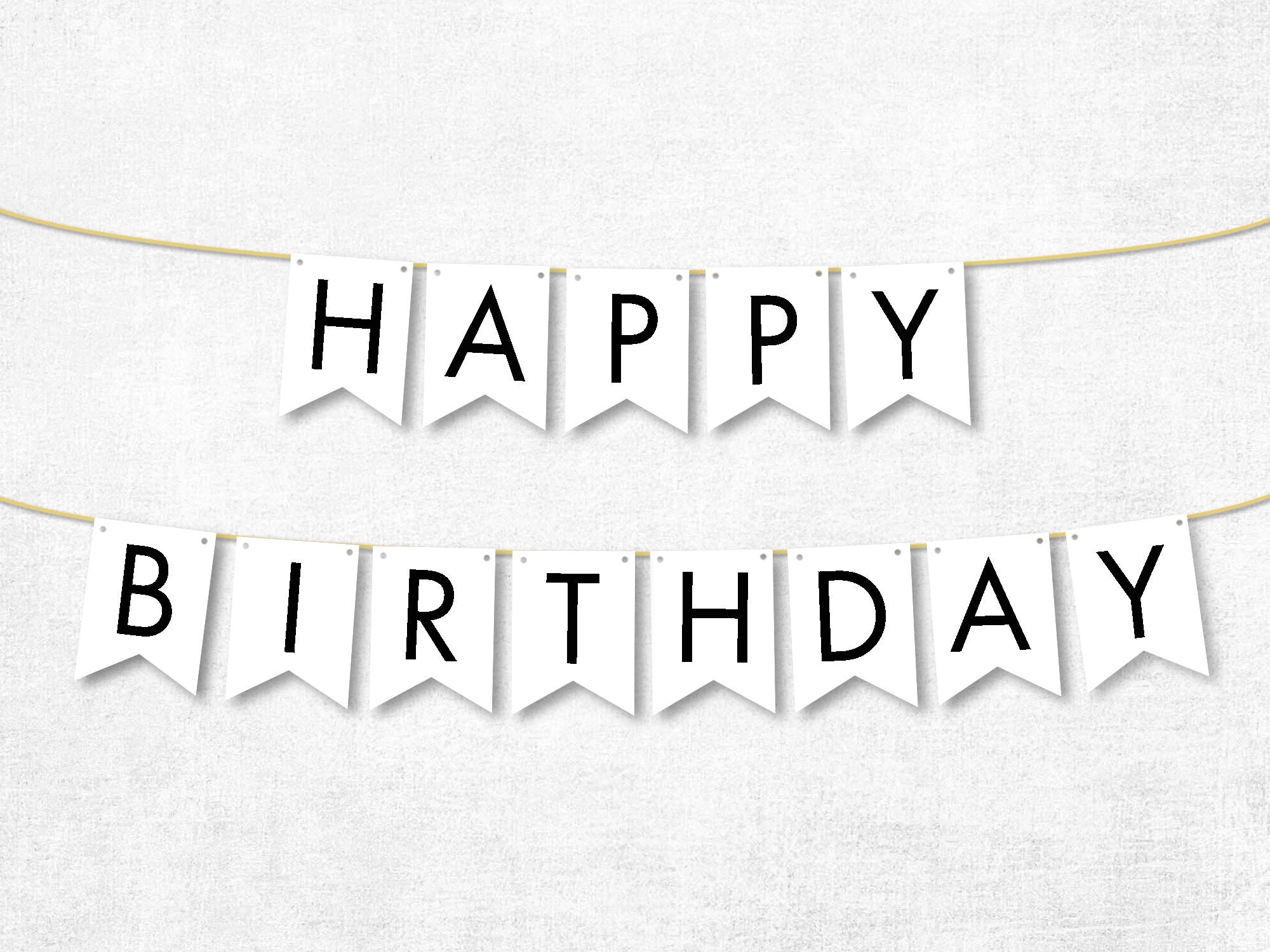 Happy Birthday Banner Black And White Birthday Garland Etsy