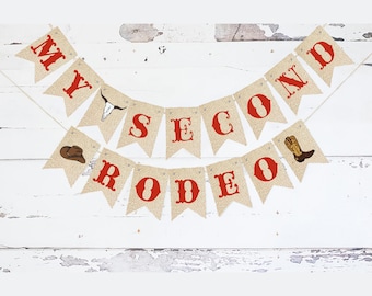 Western Second Birthday Party, Western Party Decor, My 2nd Rodeo Cardstock Banner, Cowboy Birthday Decoration, Rodeo Theme Party Sign P217