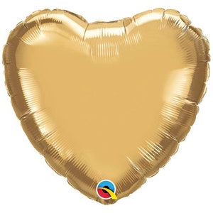 Gold Heart Balloon | Valentines Party Decor | I Love You Foil Balloon | Gold Heart Shape Mylar Balloon