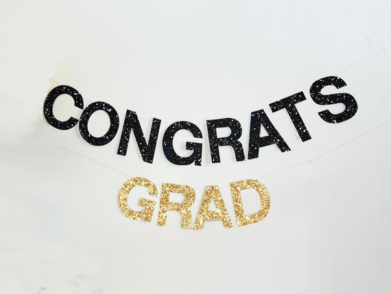 Congrats Grad Glitter Banner, Graduation Party Decorations, Graduation Banner, Congrats Grad Sign, LB011 Il_570xn