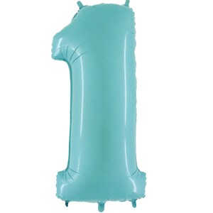 Large Pastel Blue One Balloon, 34 inch Blue Foil Number One Balloon, 1st Birthday Balloon