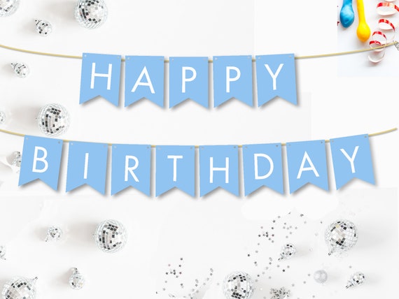 Waenerec Ghirlanda Compleanno Blu Con Bandierine 13 Pz, 2,5 M + 2 M, Per Feste Bambini E Adulti, Riutilizzabile