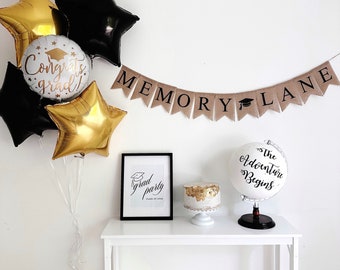 Graduation Party Decorations, Graduation Party Decor, Grad Party Balloons, Graduation Picture Balloons | Black and Gold Graduation