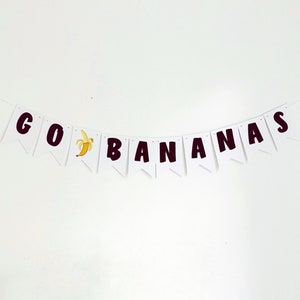 Papier cartonné Go bananes, décorations de fête d'anniversaire de fruits, bannière fête banane, bannière fête
