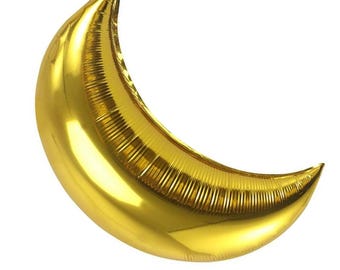 Palloncino a mezzaluna dorata da 24 pollici / Decorazione a mezzaluna / Palloncino per feste a tema spaziale / Palloncino in mylar a forma di luna dorata