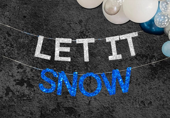 Let It Snow Glitter Banner, Holiday Party Decorations, Christmas Party Decor, Winter Wonderland Photo Booth, LB006 Il_570xn