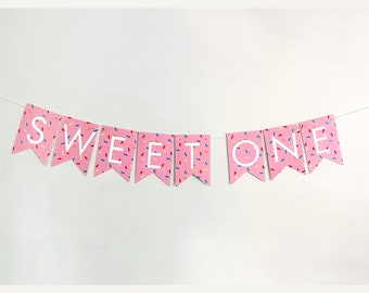 Sweet One Birthday Party Banner | Donut Themed Birthday Banner | Sweet One Donut Banner | Donut First Birthday Party Decorations