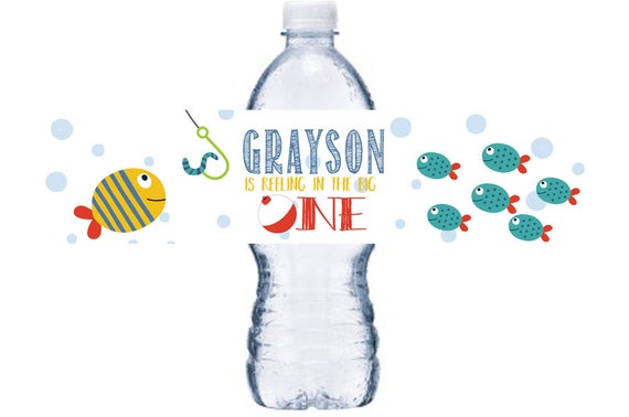 Digital O-Fish-Ally One Bottle Labels, Reeling in the Big One Bottle Wrap, Fisherman Themed Birthday Party, O-Fish-Ally One Decor, BL050D Il_570xn