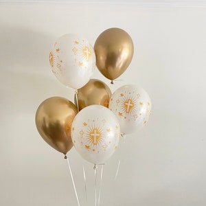 Christening Decorations, Holy Communion Decor, Gold Cross and Dove Balloons Set of 6