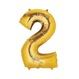 2nd Birthday Balloon, Number 2 Balloon, Gold  2 Balloon,