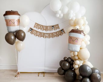 Love is Brewing | Bridal Shower Balloons | Coffee Bridal Shower Theme | Engagement Balloons | Bachelorette Party Supplies
