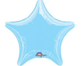 Pale Blue Star Balloon | Blue Party Decor | Light Blue Foil Balloon | Pale Blue Star Mylar Balloon |