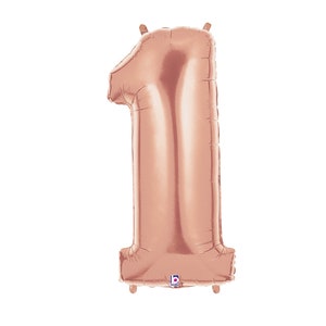 Large Rose Gold One Balloon, 34 inch Rose Gold Foil Number One Balloon, 1st Birthday Balloon