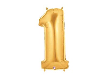 Large Gold One Balloon, 40 inch Gold Foil Number One Balloon, 1st Birthday Balloon