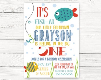 Digital Fishing Invitation, 1st, 2nd, 4th Birthday, Fishing Invite, O-Fish-Ally, Fishing Themed Party, Fish First Birthday Invitation, C070