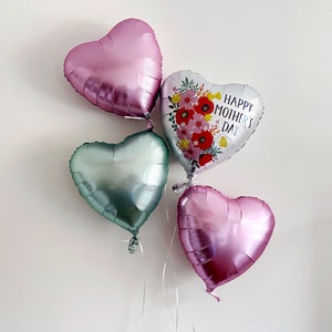 Happy Mother&#39;s Day Balloon Set | Mother&#39;s Day Heart Balloons | Foil Heart Shaped Balloons | Mother&#39;s Day Balloons