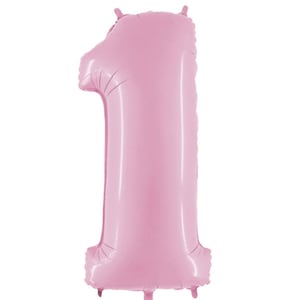 Large Pastel Pink One Balloon, 34 inch Pink Foil Number One Balloon, 1st Birthday Balloon