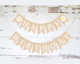 Daisy Happy Birthday Banner, Spring Flower or Summer Birthday Party ...