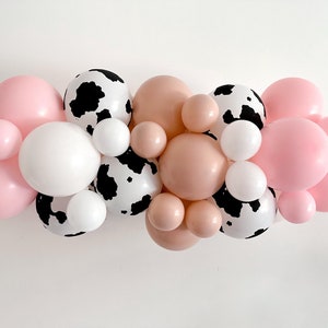 Cow Party Balloon Garland, Rodeo Balloon Garland, Farm Party Decorations, Cow Print and Pink Balloon Backdrop COL313