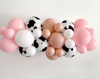 Cow Party Balloon Garland, Rodeo Balloon Garland, Farm Party Decorations, Cow Print and Pink Balloon Backdrop COL313