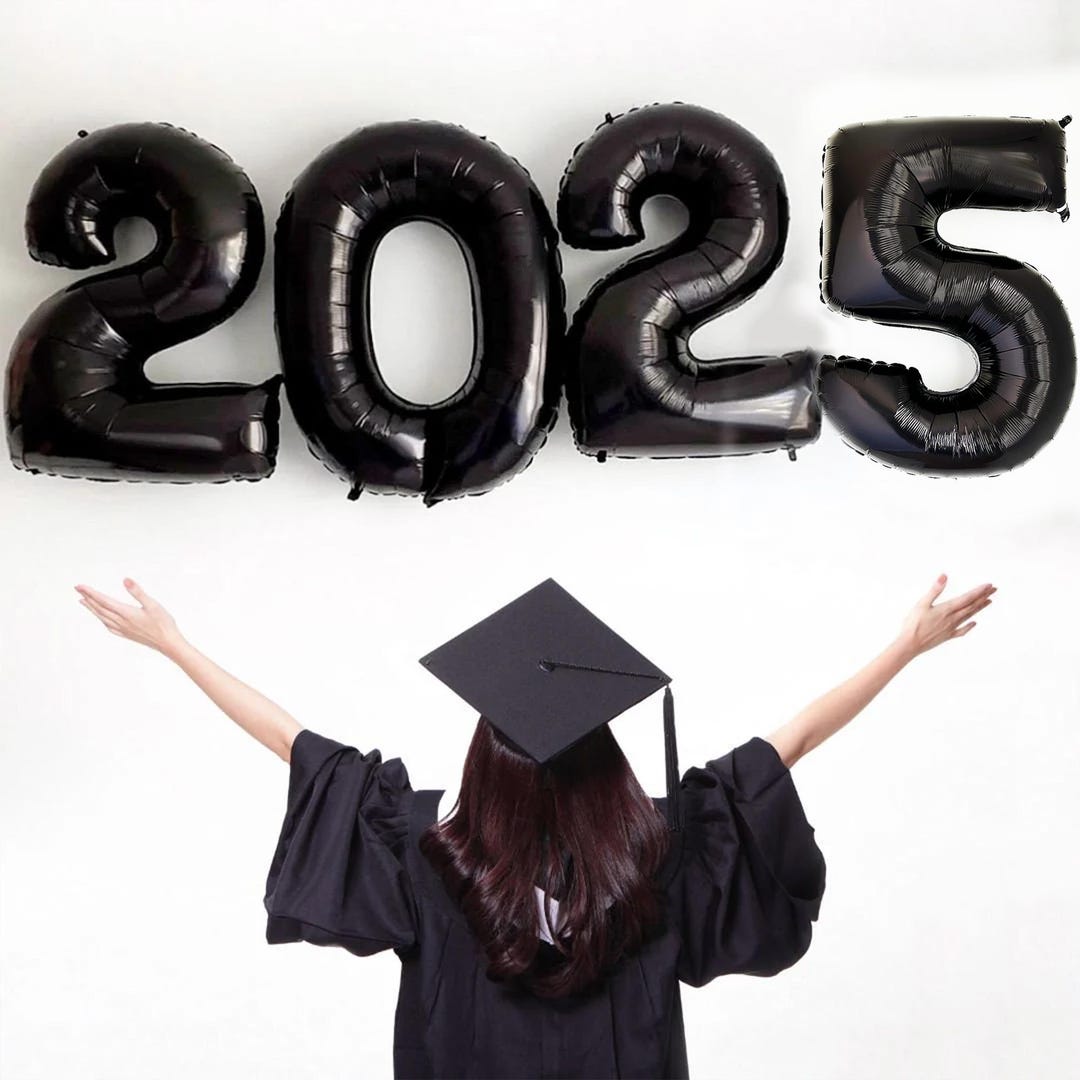 Graduation Balloons, Class of 2025 Balloons, Black Party Balloons ...
