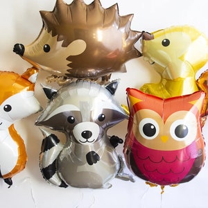 Woodland Animal Balloons | Woodland Party Decor | Fox Balloon Party Props | Raccoon Balloon| Woodland Baby Shower | Fox Birthday Decoration