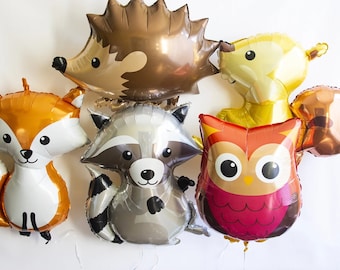 Woodland Animal Balloons | Woodland Party Decor | Fox Balloon Party Props | Raccoon Balloon| Woodland Baby Shower | Fox Birthday Decoration