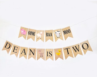 Farm 2nd Birthday Banner, Birthday Party Decorations, Farm Party Decor, Farm Animal  Birthday Party Banner, P336