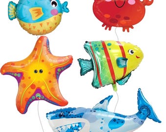 Ballonnen met zeedieren | Decoratie voor een onderwaterfeest | Oceaanfeestaccessoires | Krabballon | Haaienfeestdecoratie