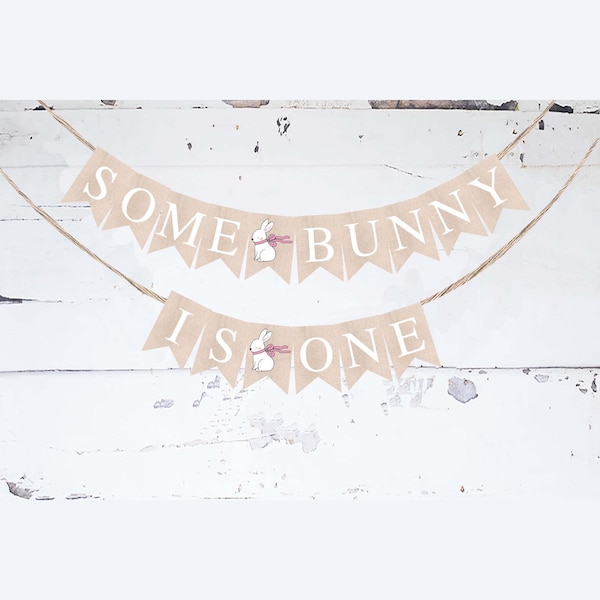 Pink Some Bunny Is One Banner | Easter First Birthday Party Decor