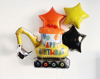 Digger Truck Balloon, Construction Party Décor | Tractor Balloon | Construction Party Balloons | Party Balloon | Construction Party Decor