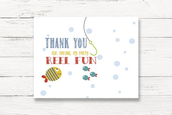 Fishing Birthday Party Thank You Card, Fishing Thank You, O-Fish-Ally 1,Fishing Themed Thanks, First Birthday Thank You, C135 by Swanky Party Box Inc | Catch My Party