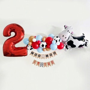 Cow Party Decor, Second Birthday Kit, Farm Birthday Party Decor, Cow Party Decorations, Cow Balloons Garland, Cow Balloon Decor