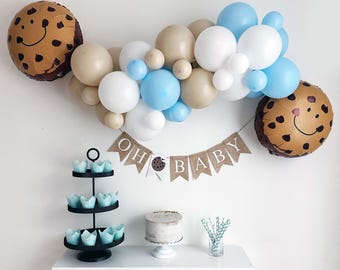 Cookie Baby Shower, Blue Neutral Balloon Garland, Baby Boy Party, Baby Shower Balloons, It's A Boy Decorations, One Sweet Boy