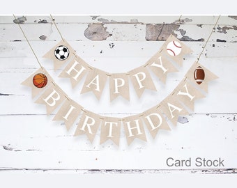 Sport Grattis på födelsedagen-banderoll, basket, fotboll, baseboll, fotbollsfödelsedagsfest, sportfestdekorationer, födelsedagsbanderoll, PB940