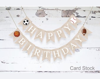 Sports Happy Birthday Banner, Basketball, Soccer, Baseball, Football Birthday Party, Sports Party Decorations, Birthday Banner, PB940