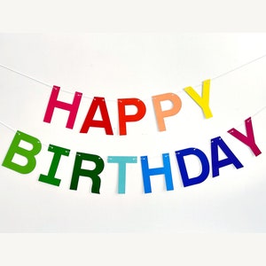 Buntes Happy Birthday Banner, Regenbogen Geburtstagsparty Zeichen, Multicolor Buchstaben Girlande, Happy Birthday Foto Requisite, Geburtstagsbanner