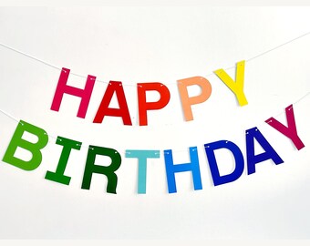 Colorful Happy Birthday Banner, Rainbow Birthday Party Sign, Multicolor Letter Garland, Happy Birthday Photo Prop, Birthday Banner