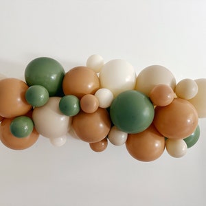 Neutral Balloon Garland, Green, Off White, Brown Balloon Garland, Balloon Party Kit, Neutral Party Decorations, Woodland Balloons Garland