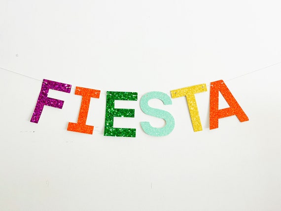 Fiesta Glitter Banner, Colorful Glitter Fiesta Sign, Multicolor Letter Garland, Fiesta Photo Prop, Fiesta Banner, LB013 Il_570xn