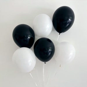 Celebration Decorations, Birthday Party Decor, Anniversary Balloons, Graduation Decor, Black and White Balloons Set of 6