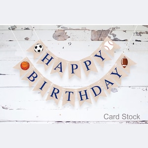 Sports Happy Birthday Banner, Basketball, Soccer, Baseball, Football Birthday Party, Sports Party Decorations, Birthday Banner, P045