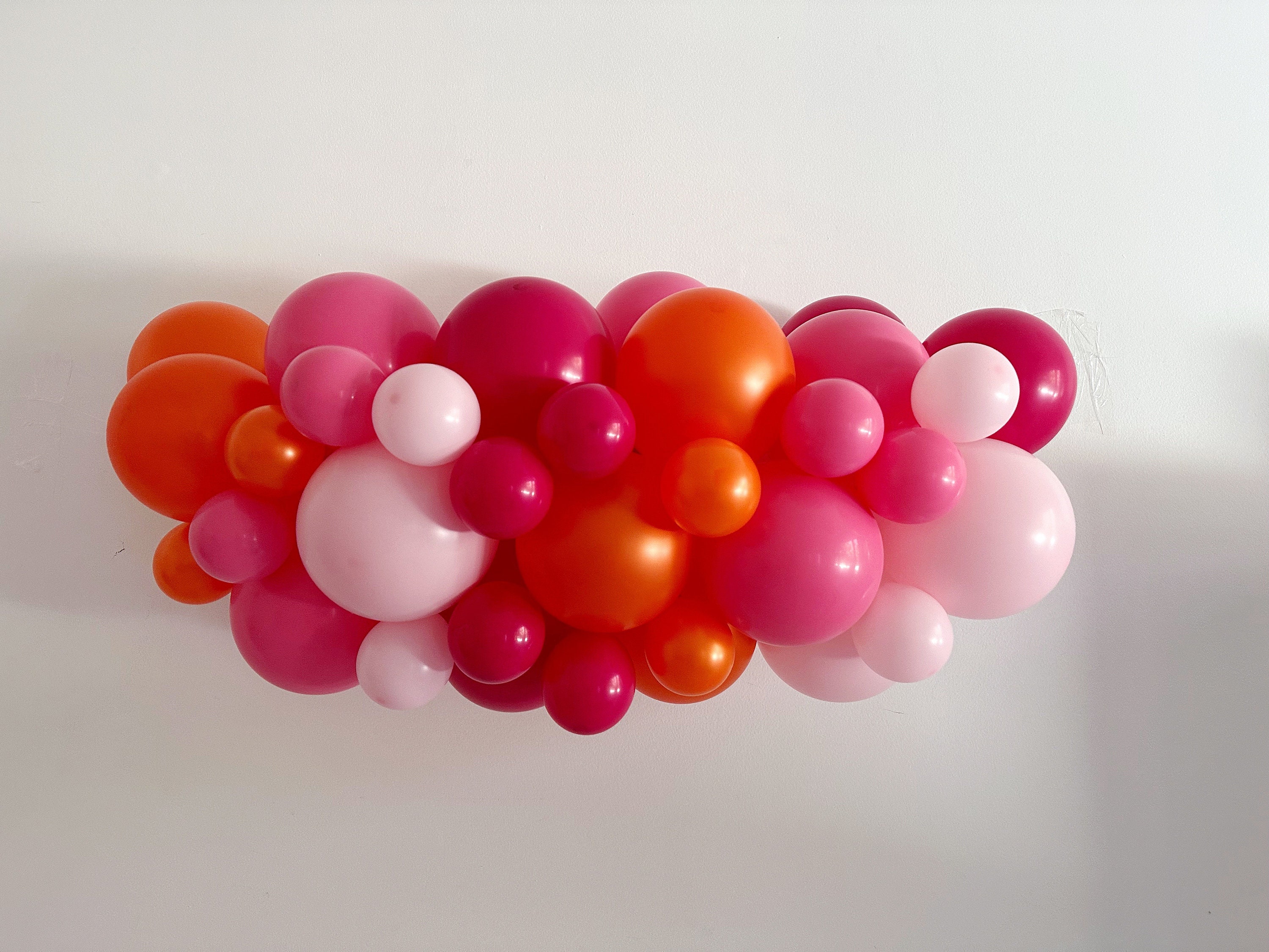 Happy Birthday Cake Topper Set With Pink and Orange Balloons, Gold Happy  Birthday Script Cake Topper 