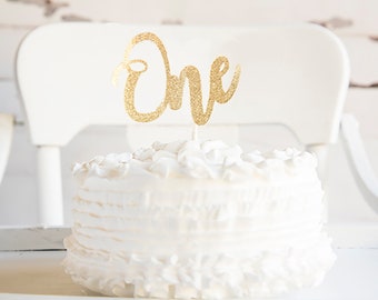 One Cake Topper | First Birthday Cake Topper | Gold Glitter One Cake Topper